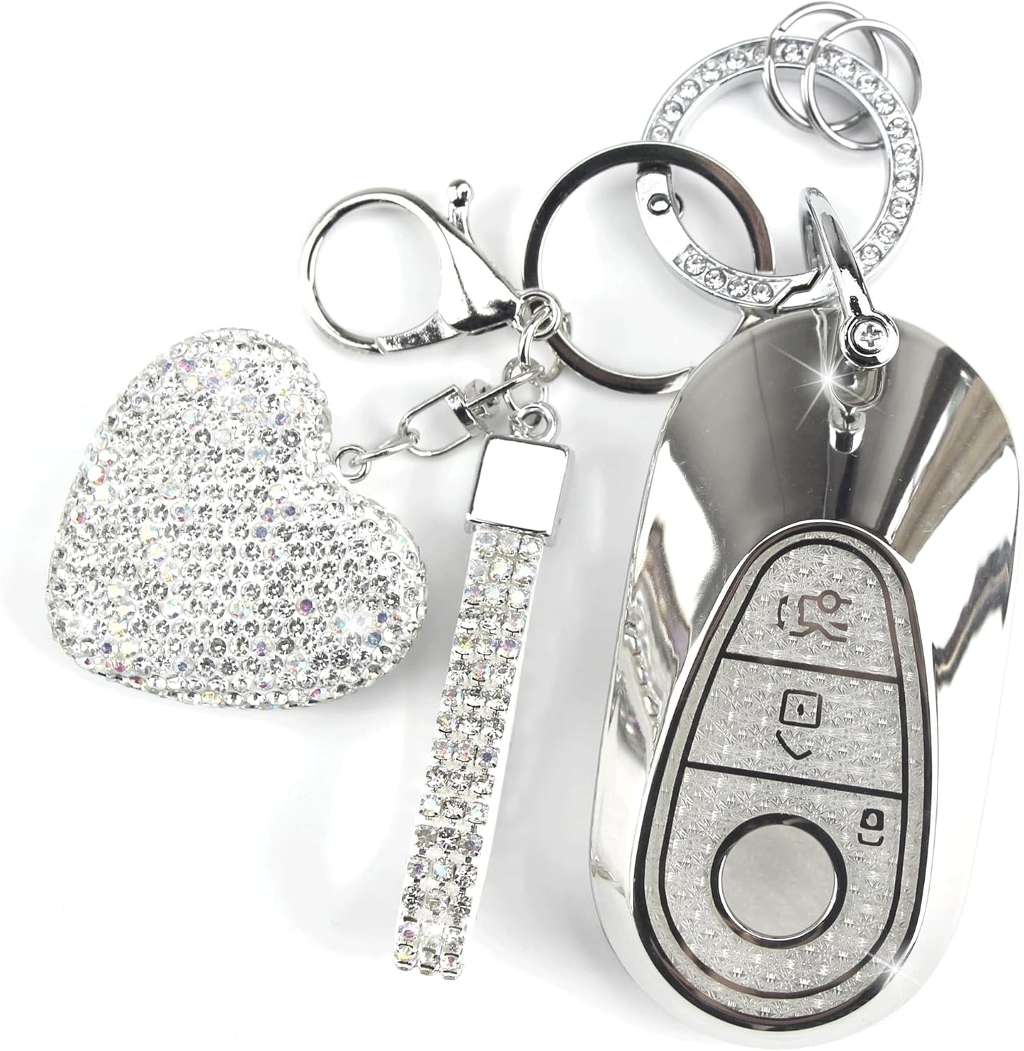 Funda llavero comp Mercedes Clase S G E 3 botones plata