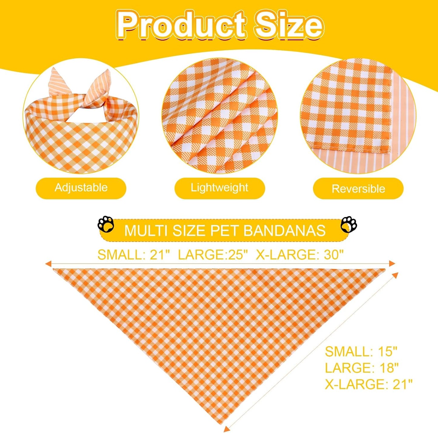 3 Pzas Bufanda Perro Xlarge Triángulo Reversible Naranja Azul