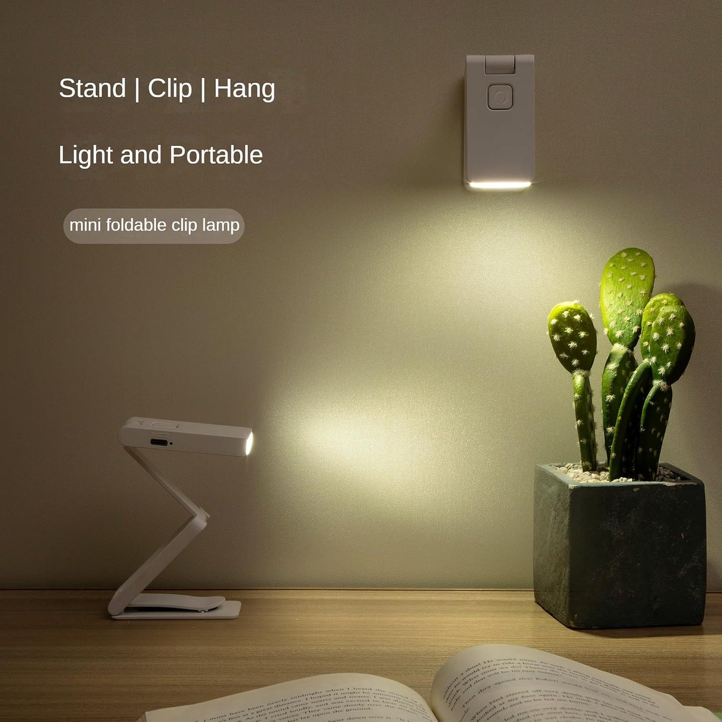 Luz lectura recargable con clip 3 temperaturas portátil