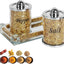 Set salero pimentero cristal con bandeja cocina