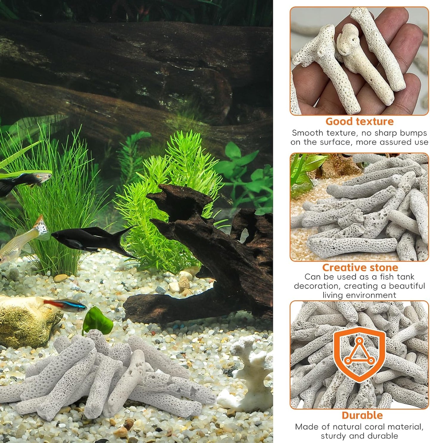 Coral triturado 2.2lb para acuario agua dulce con bolsa malla