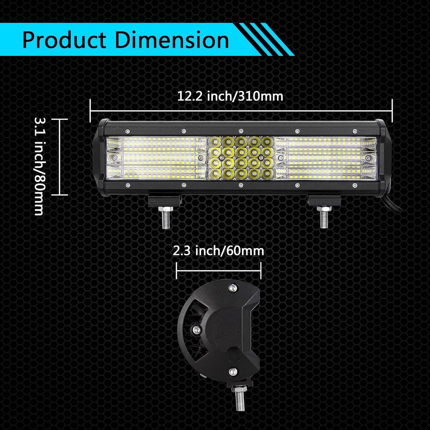 Barra luz LED 12pulg 330W 12-24V para vehículos camiones 4x4