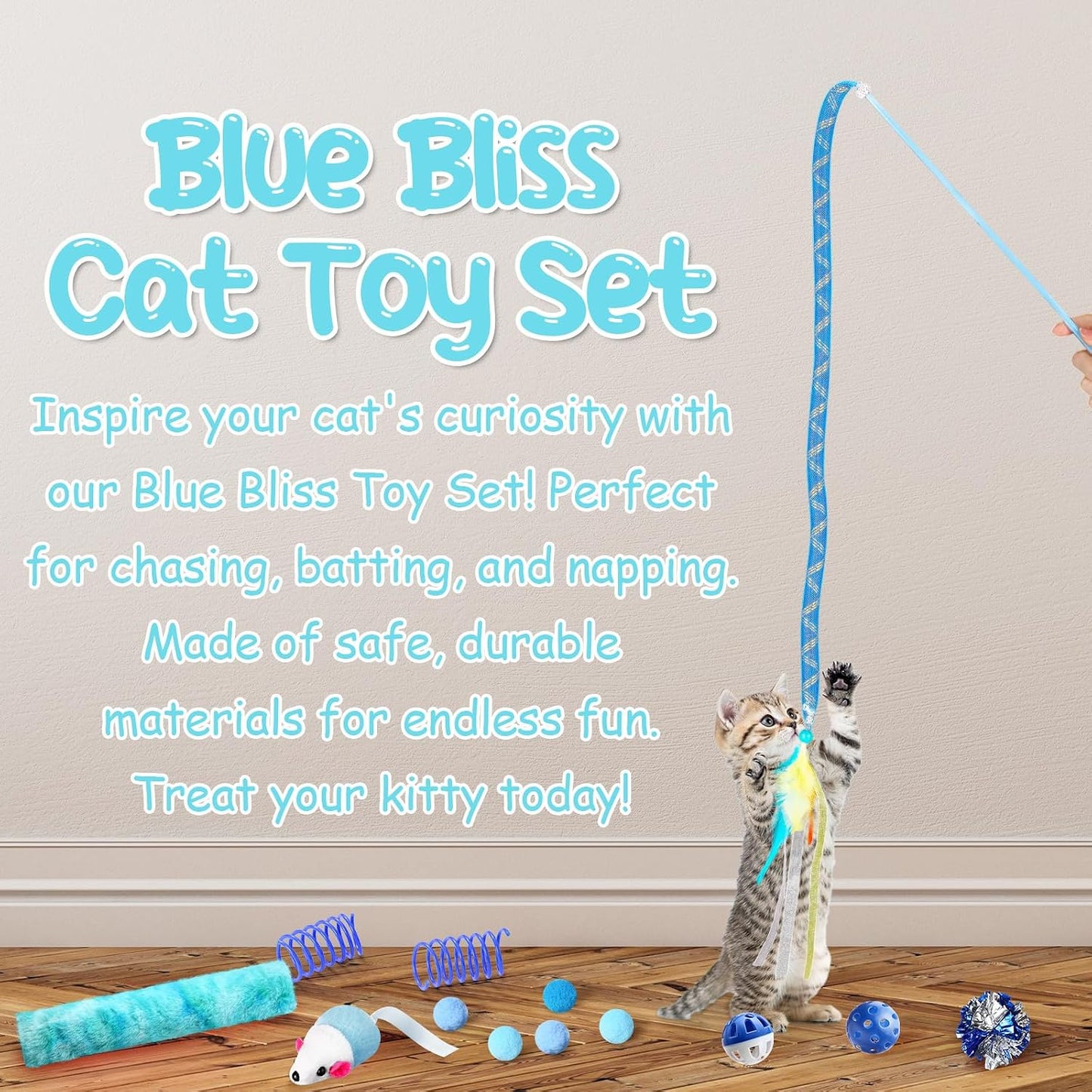 Set 24 Juguetes Interactivos para Gatos Plegable Azul