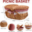 Cesta picnic bambú con asa tejido resistente forro lavable