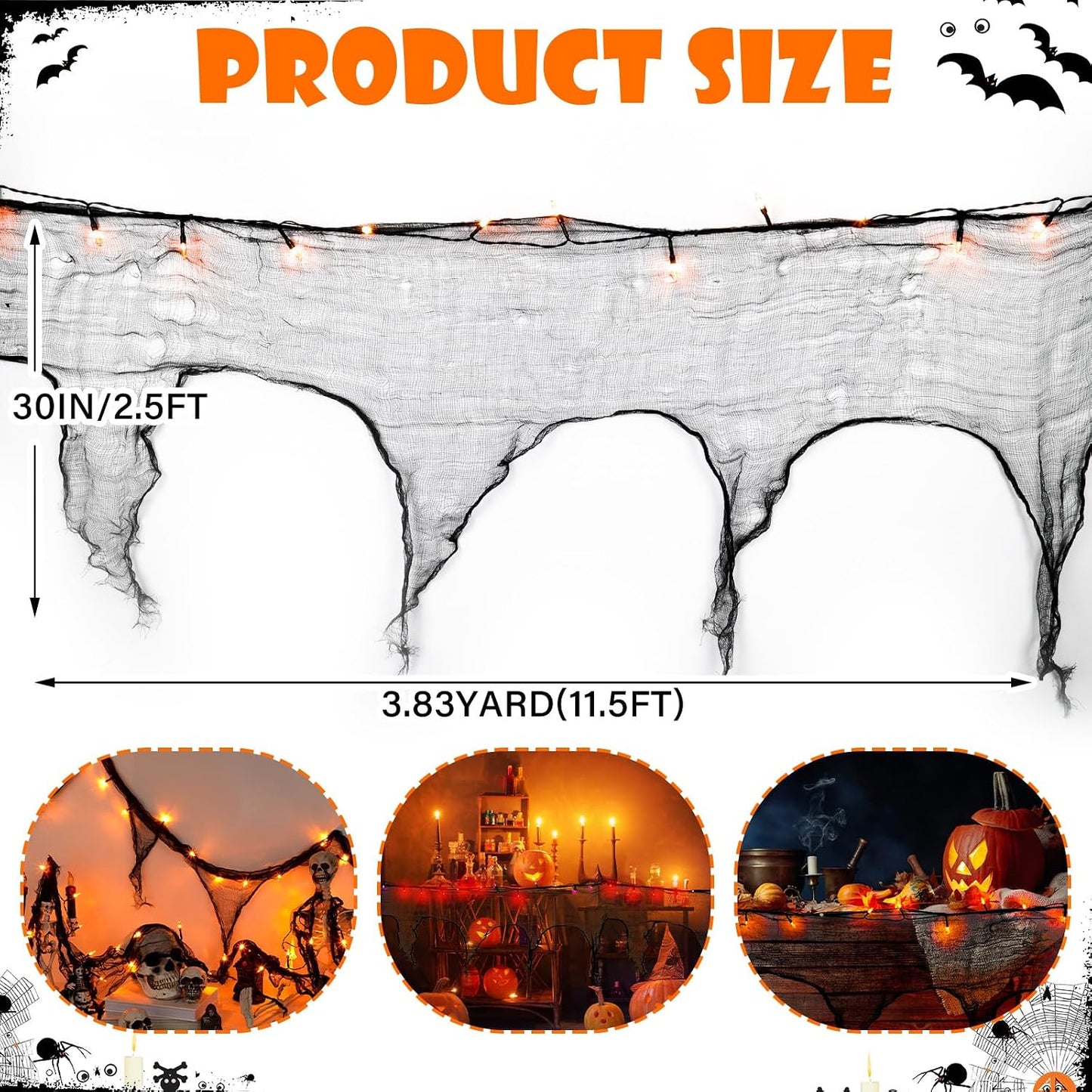 Guirnalda luces Halloween 23ft naranja 30 LED 8 modos