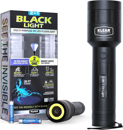 Linterna UV LED 2en1 luz negra blanca 30pies