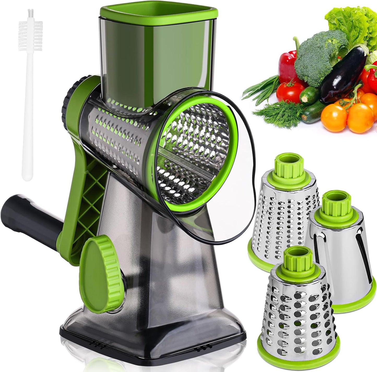 Rallador rotativo 3 cuchillas acero inox para queso y frutas