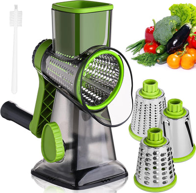 Rallador rotativo 3 cuchillas acero inox para queso y frutas