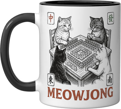 Taza cerámica Funny Cat Playing Mahjong para mujer