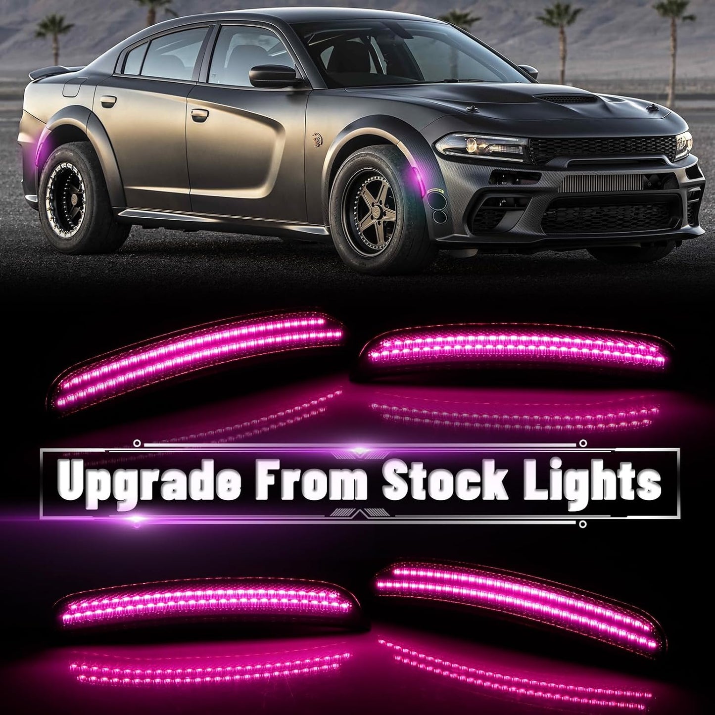 4 Kit lámparas señal giro Dodge Charger 2015-23 LED rosa