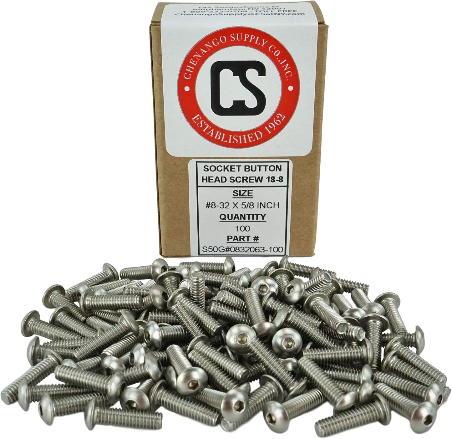 Tornillos acero inox 8-32 x 5/8" botón hex