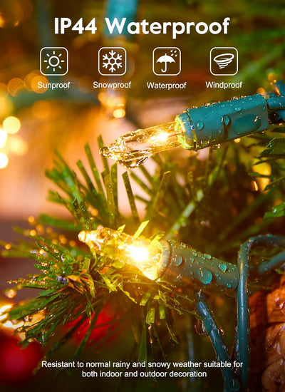 2 Pzas Tira Luces Navidad 12ft 50uds Alambre Verde