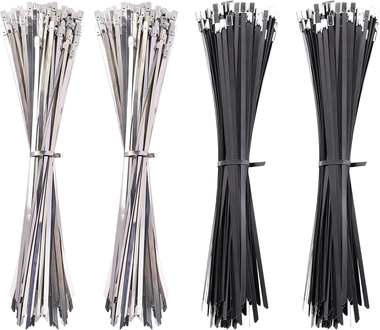 400 Bridas Acero Inox 304 Cremallera 11.8pulg Negro