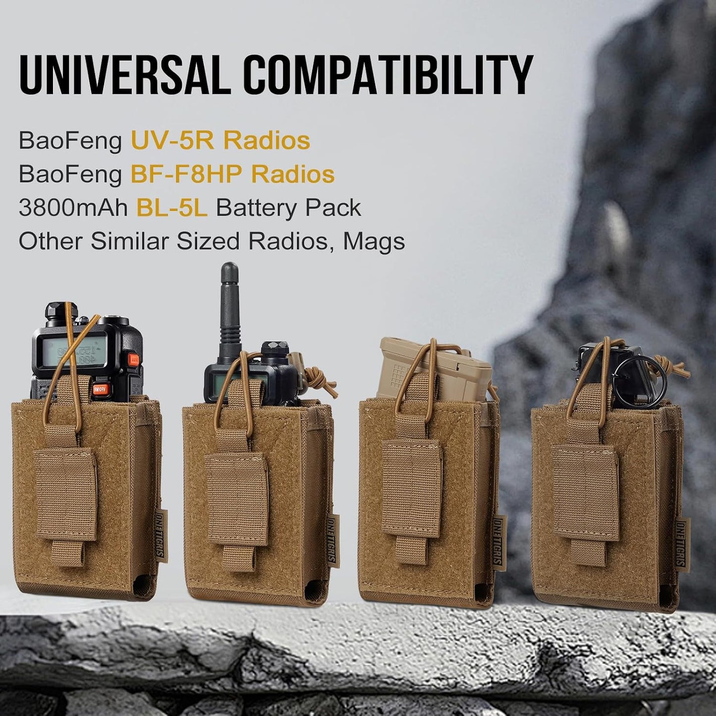 Funda radio BaoFeng UV-5R BF-F8HP bolsa Molle marrón 2 pzas