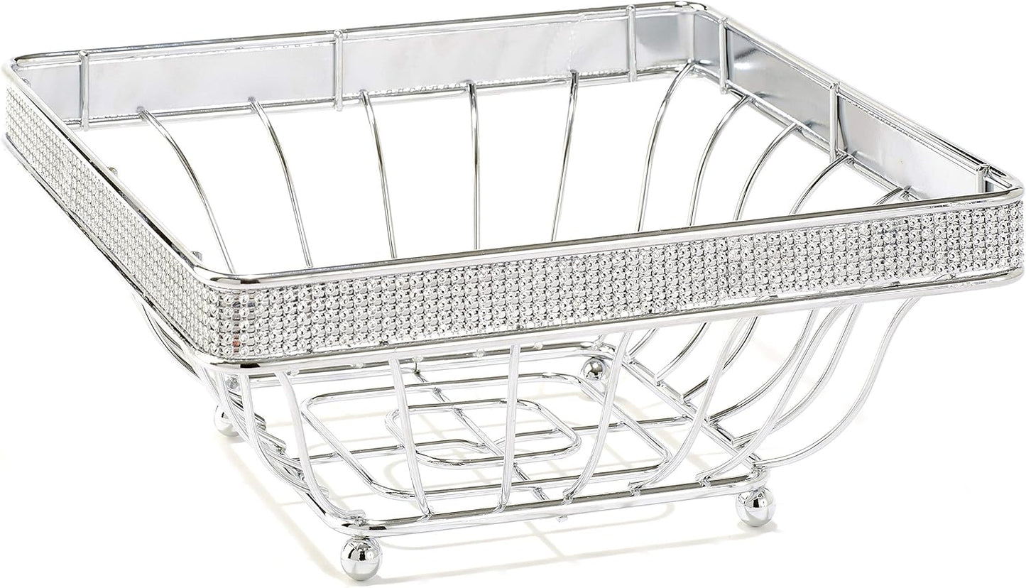 Cesta cuadrada encimera para frutas y verduras cromo