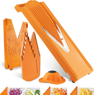 Cortadora mandolina V3 en V 5 estilos acero inox naranja