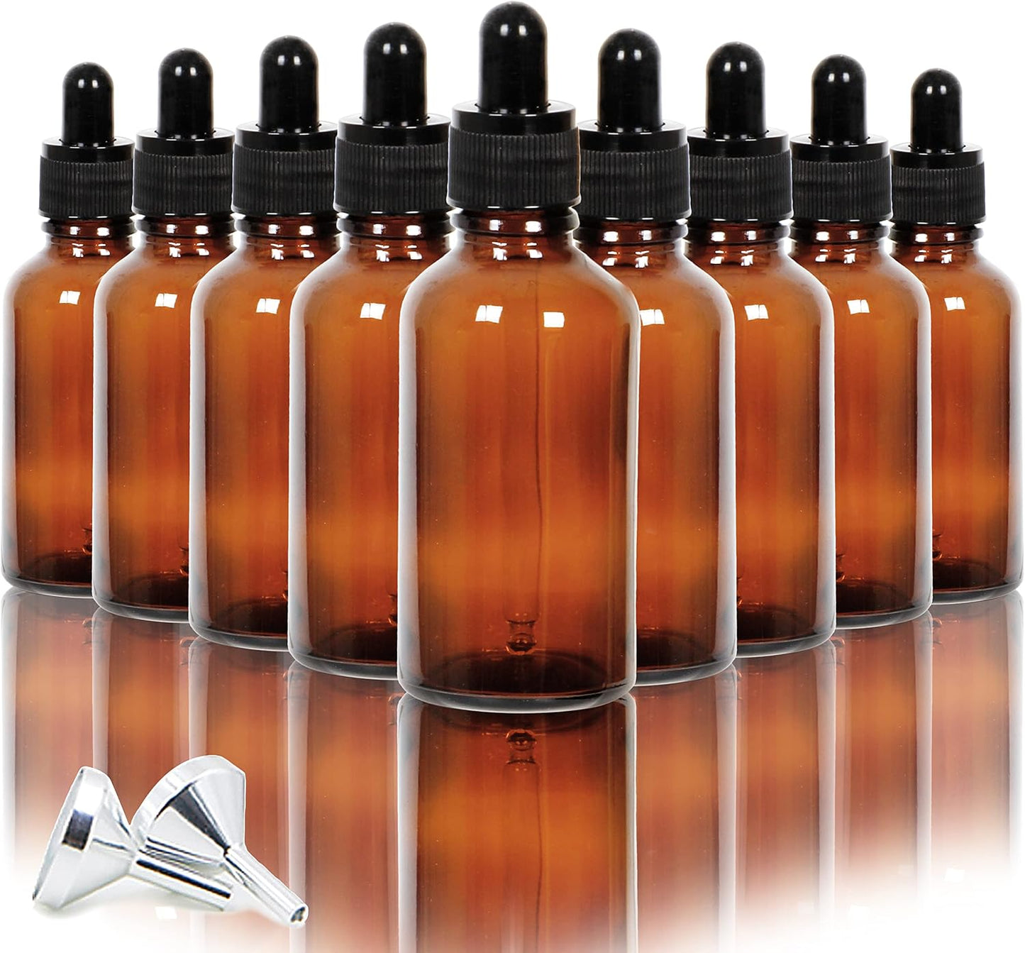 16 Botellas Vidrio Ámbar 2oz Cuentagotas Acero Inox