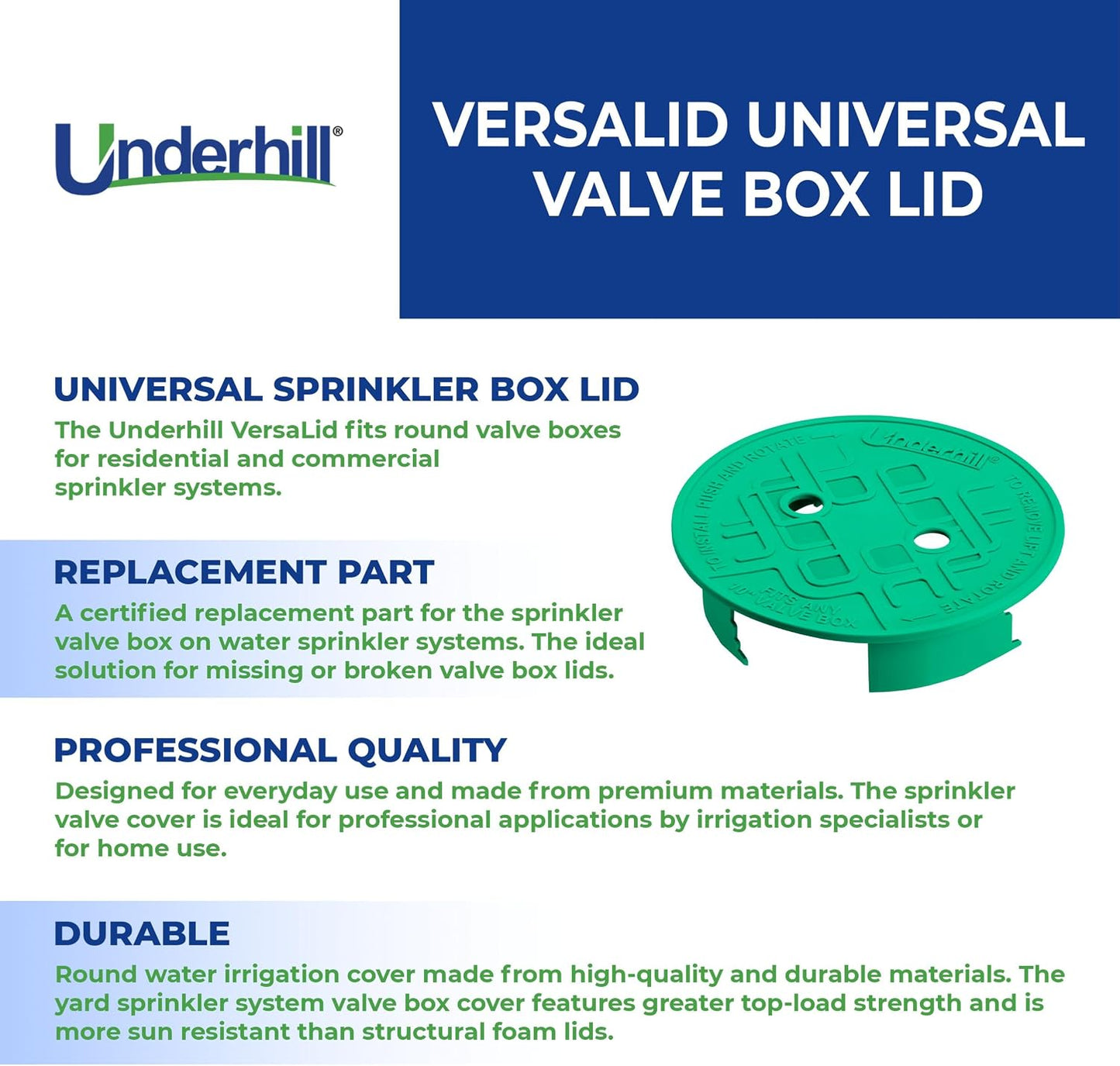 Tapa caja válvula aspersor 10" universal verde