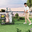 Organiz. bolsas golf con ruedas estante garaje