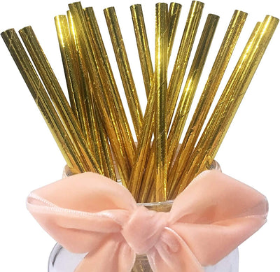 Pajitas papel dorado brillante biodegradables para fiestas bodas