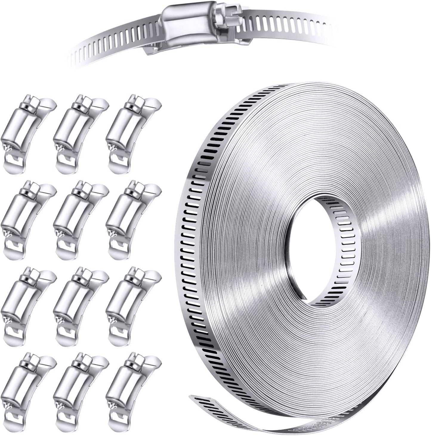 Abrazadera de banda acero inox 2.5-190pulg 50ft 12 sujetadores