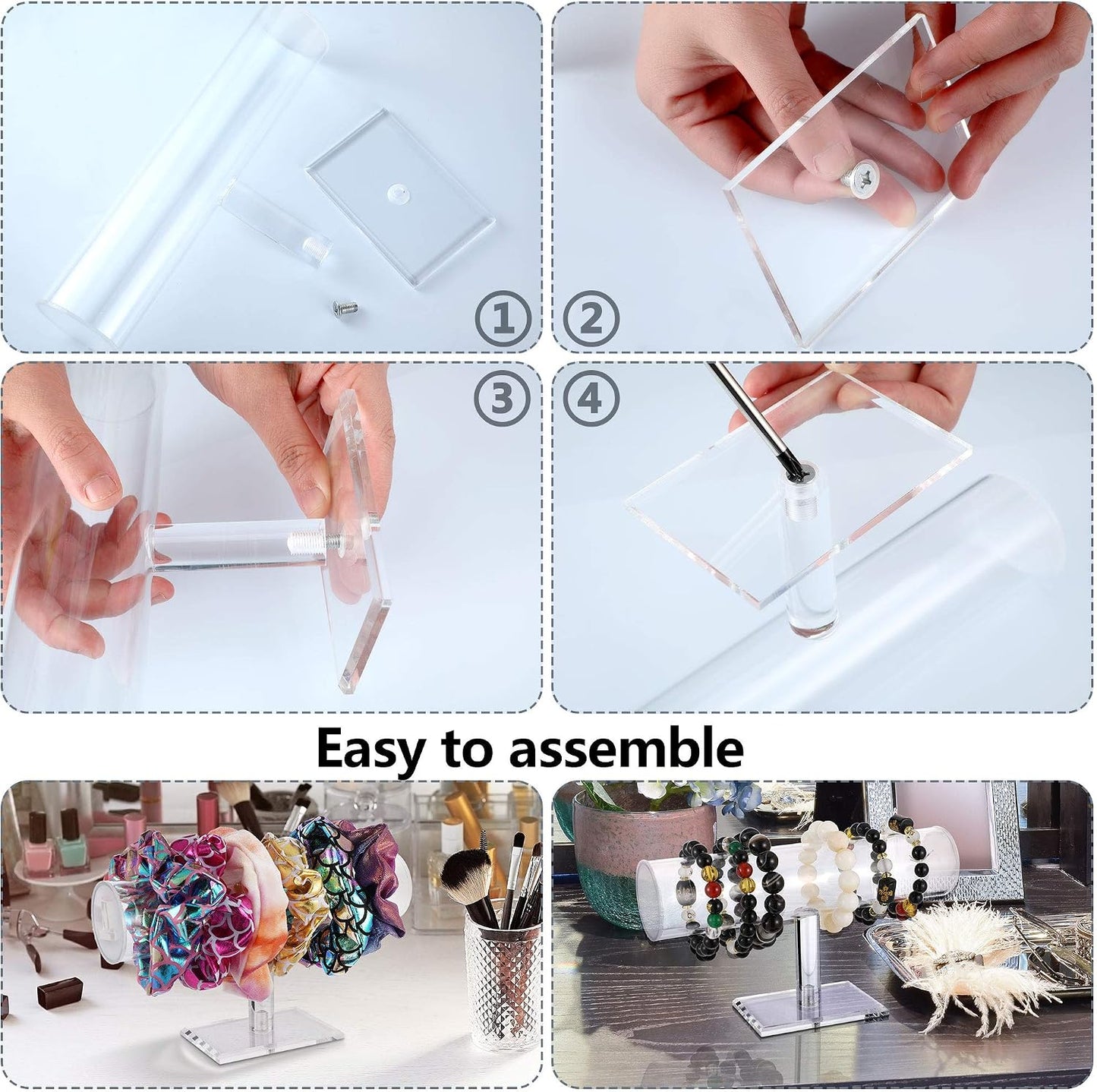 Soporte joyería acrílico barra T organiz. collares pulseras