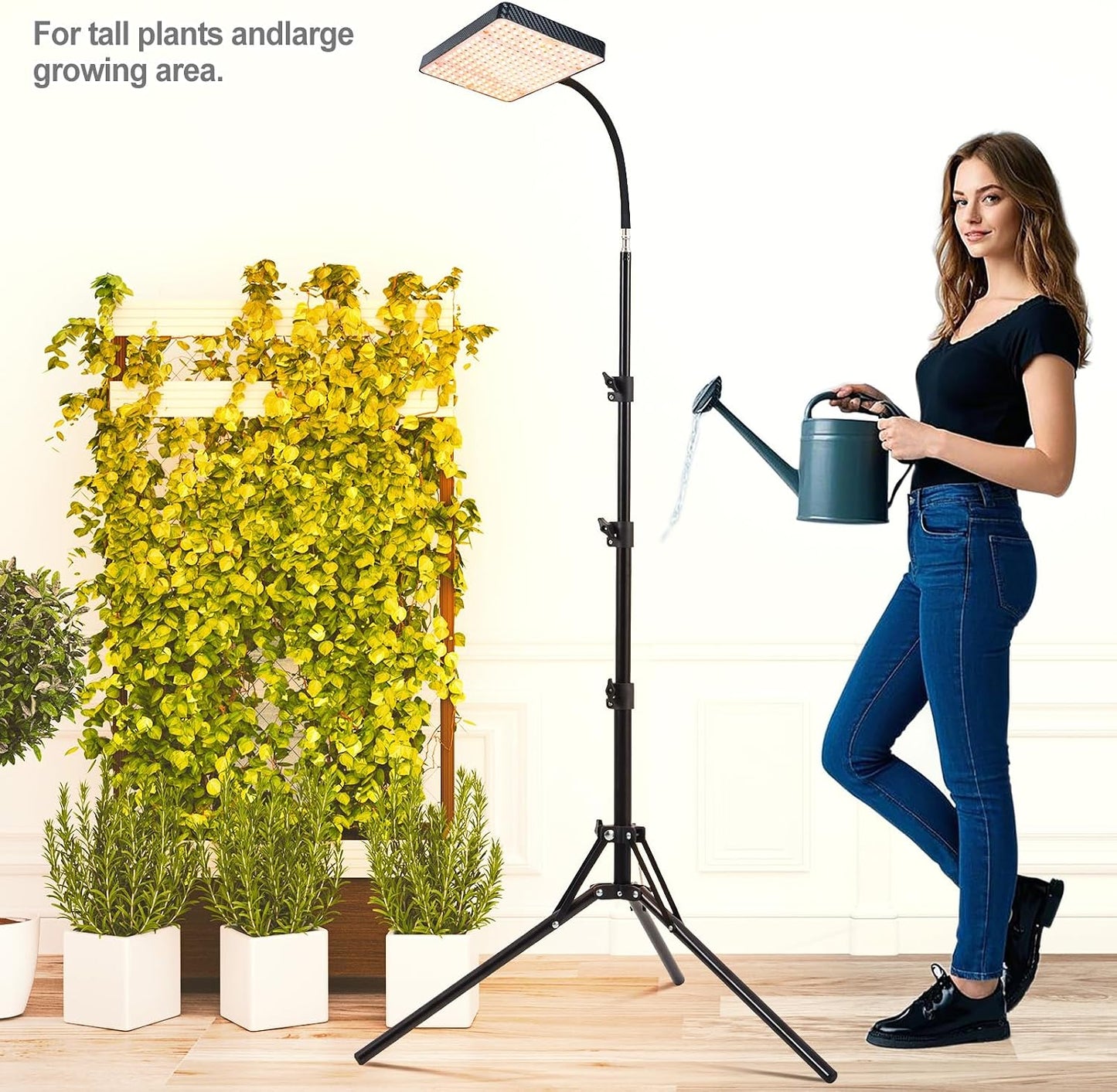 Luz cultivo espectro completo 25W con soporte y temporizador