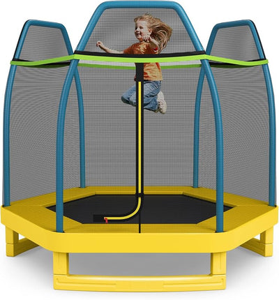 Trampolín para niños 7 ft acero resistente con red