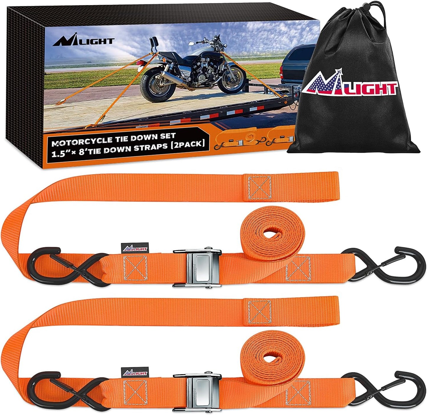 Correas amarre motocicleta 3.81cmx2.44m hebilla resistente