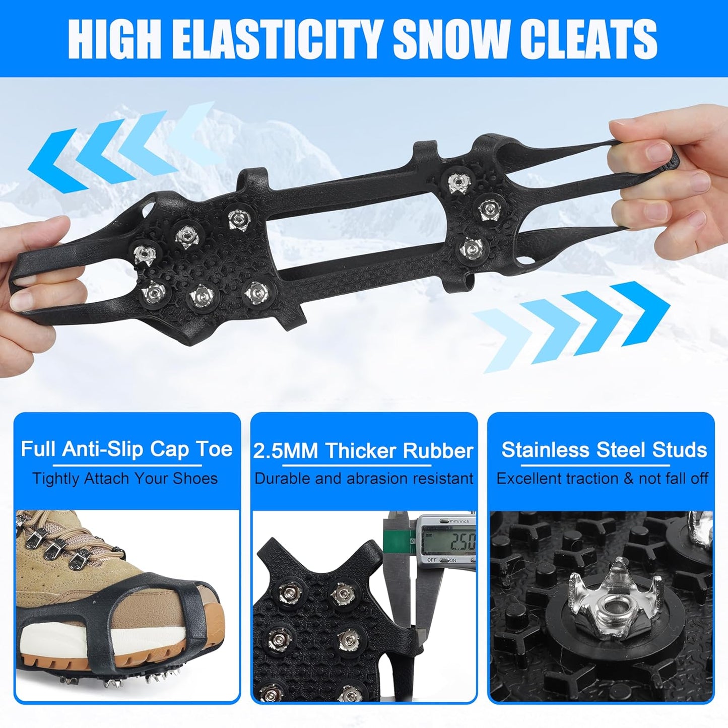 Crampones antiderrap 9 puntos para zapatos y botas