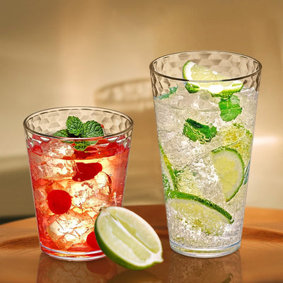 Vasos plástico 16oz set 8 transparente reutilizables sin BPA