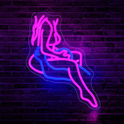 Letrero LED neón rosa y azul para decoración de pared