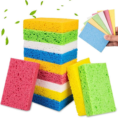 12 Esponjas Celulosa Comp. Antiarañazos para Cocina y Baño