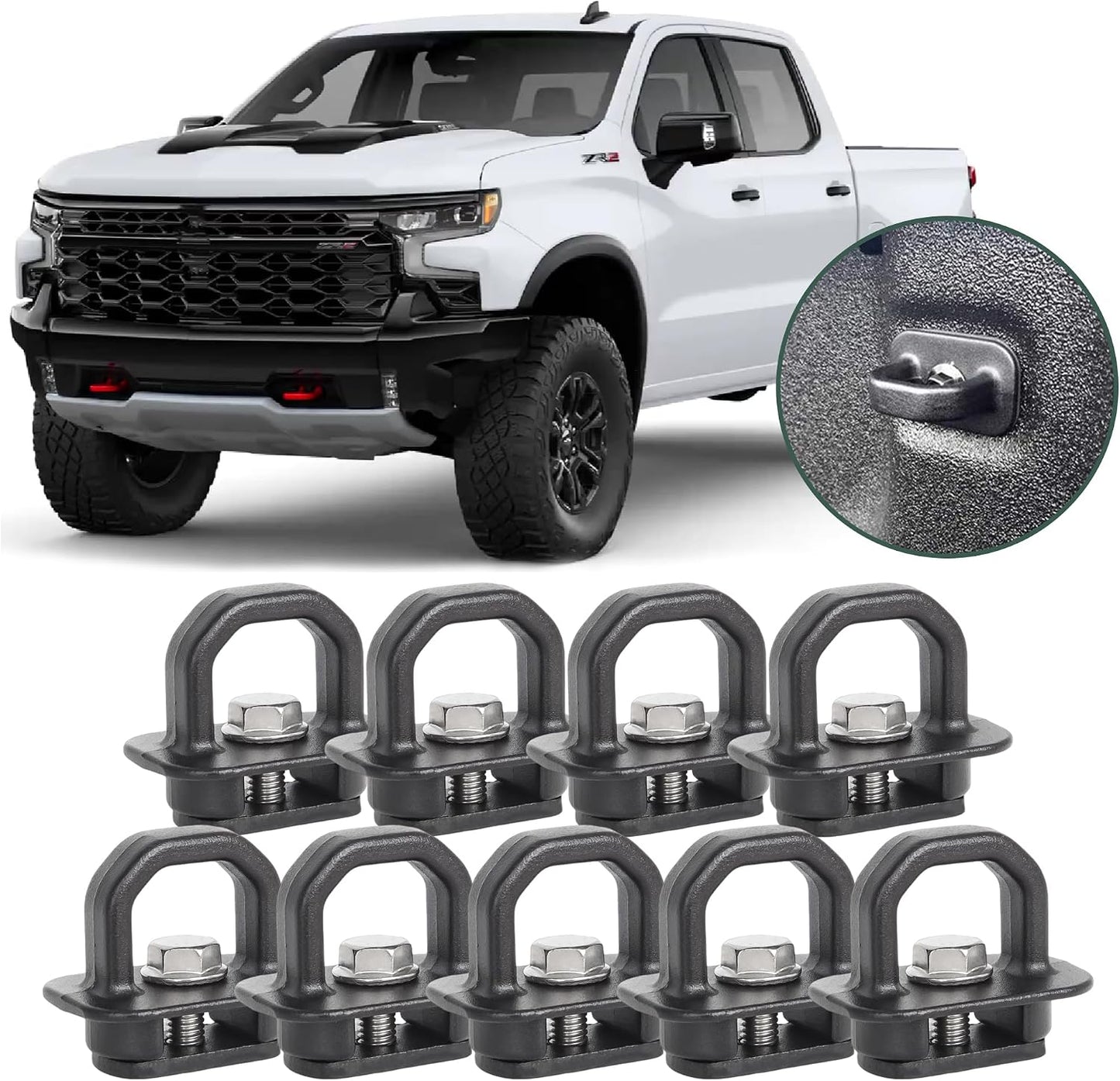 Anclajes aluminio caja camión Chevy/Silverado 07-23 9 Pzas
