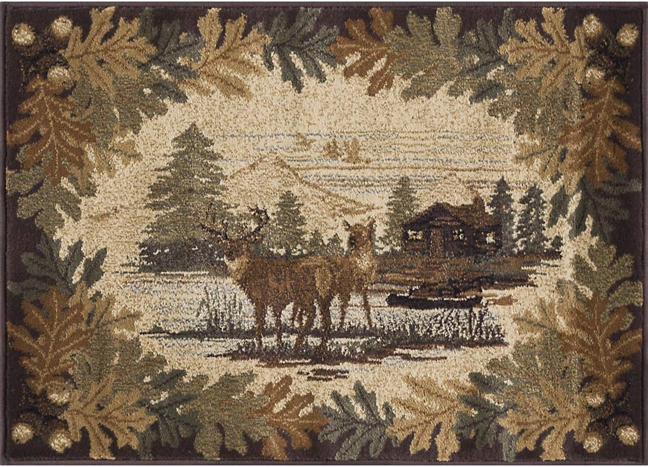 Alfombra dispersa marrón roble 2x3" entrada dormitorio