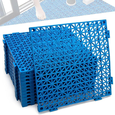 12 Alfombrillas Drenaje Modulares 11.8x11.8pulg Azul