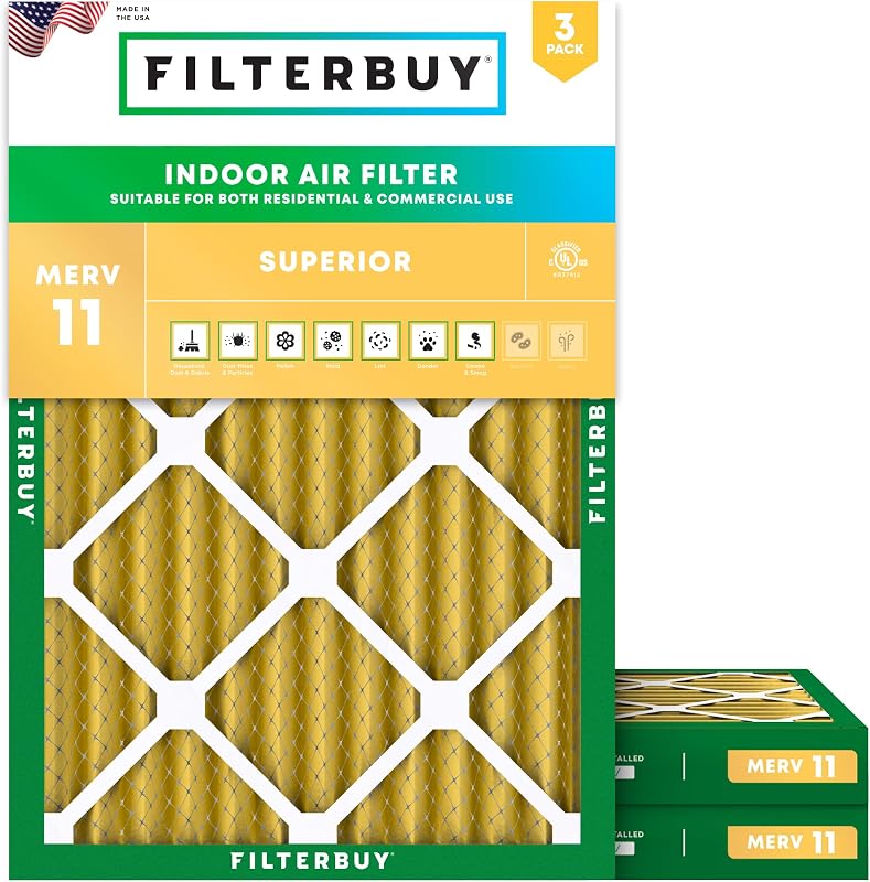 Filtro aire HVAC MERV 11 plisado 20x22" pack 3