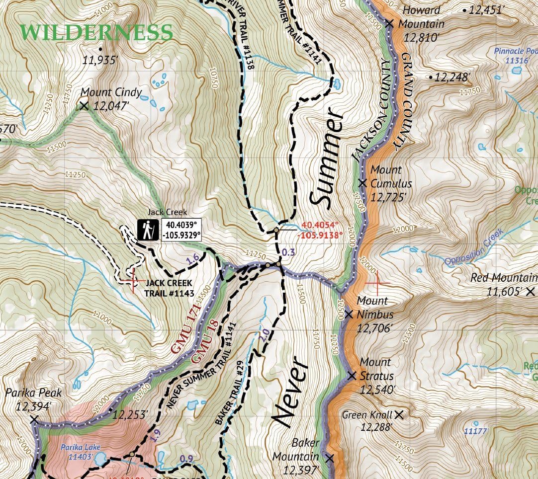 Mapa topográfico senderismo Parque Rocosas 2021