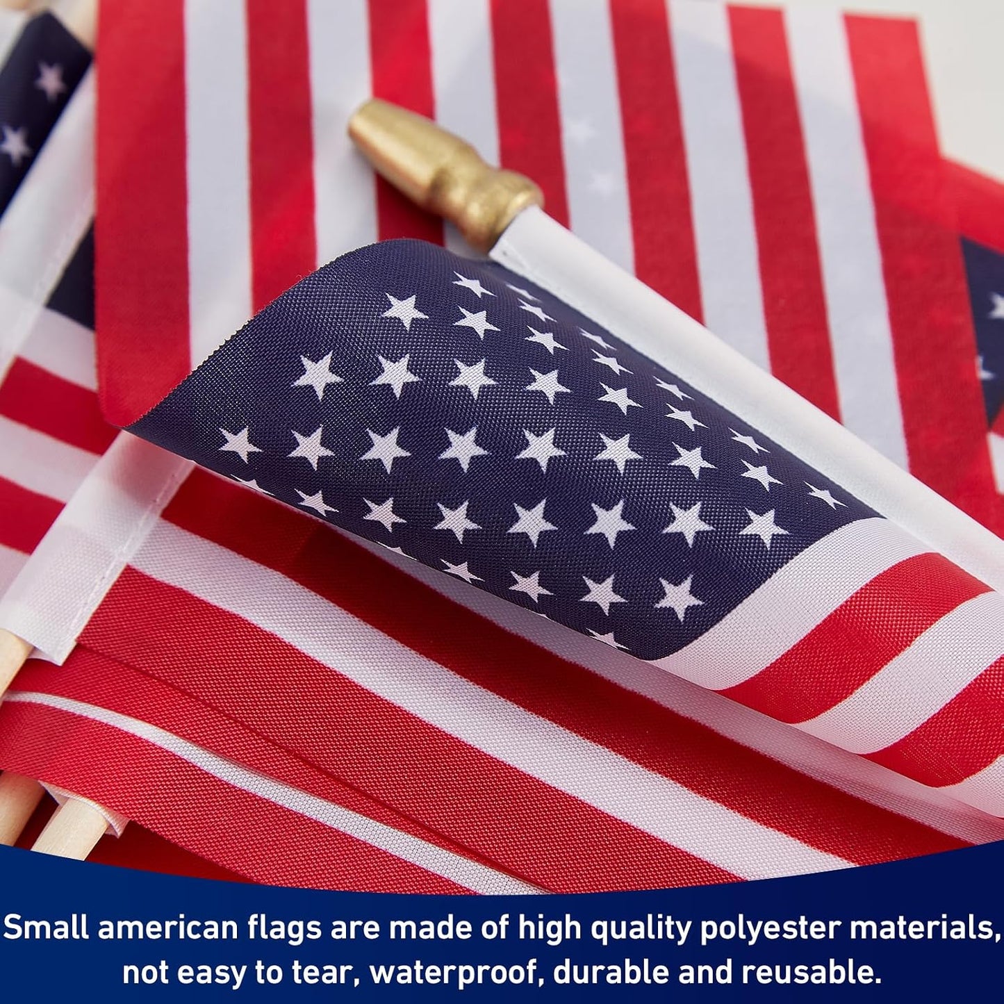 25 Banderas Americanas en Palo 4x6pulg Colores Resistentes