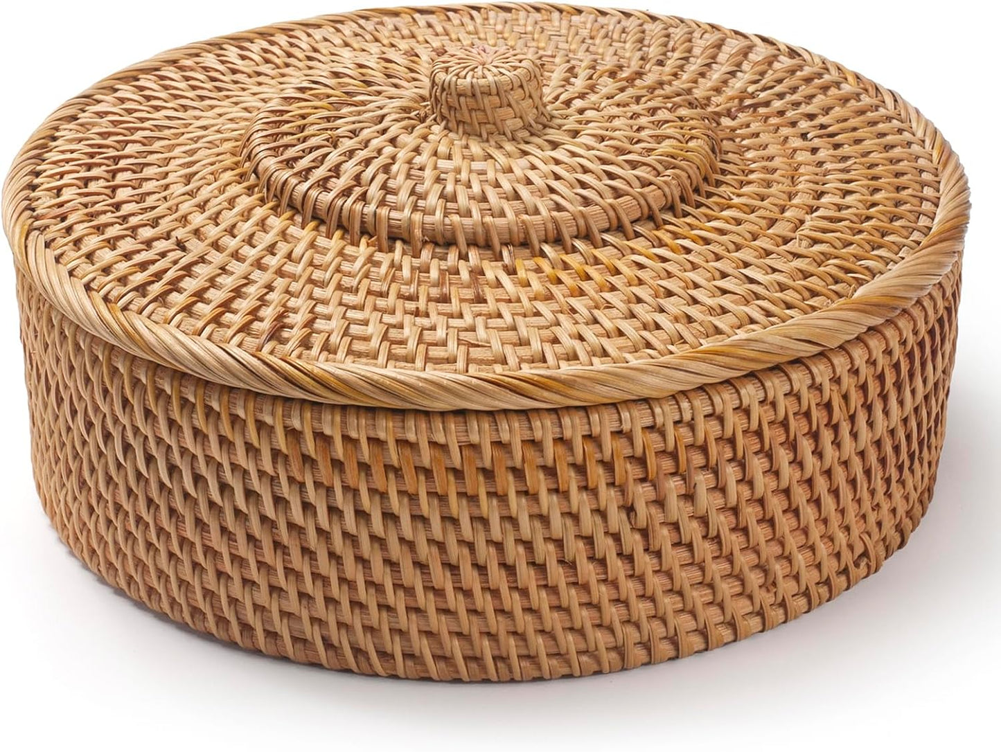 Cesta ratán con tapa para organizar en Shlef o mesa natural