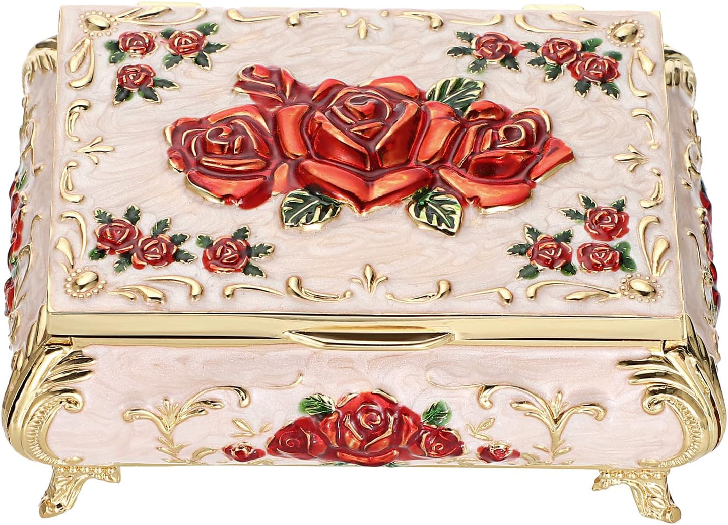 Caja joyas vintage organiz. cofre tesoro metal