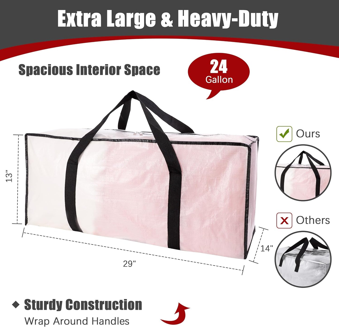 Bolsas transporte extragrandes con cremalleras asas