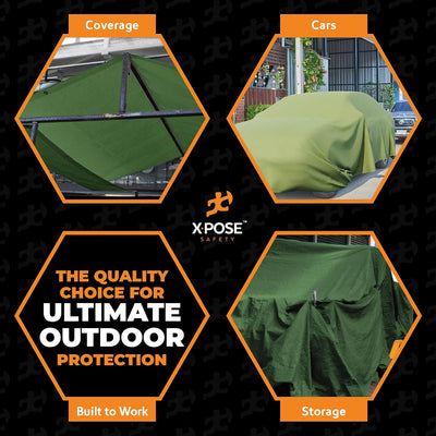 Lona 10oz verde resistente agua ojales latón 8x8"