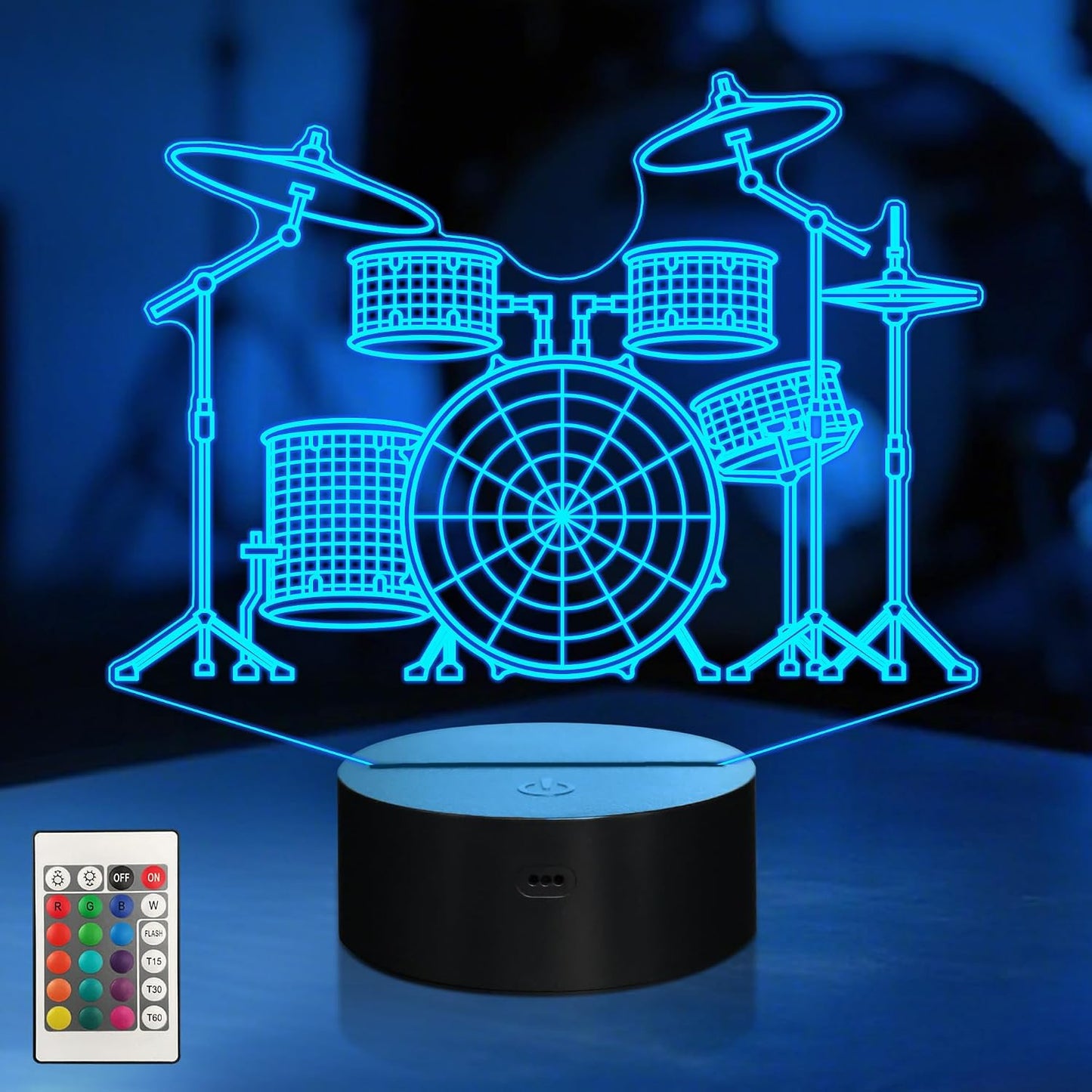 Set batería lámpara LED 3D 16 colores control remoto