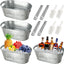 12 Cubos Hielo Metal para Champán con Asas y Cuchara