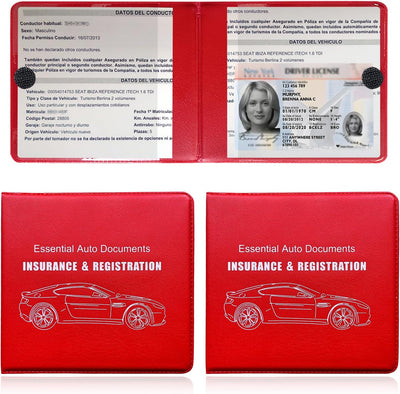 2 Soportes registro seguro auto tarjetero documentos cierre fuerte