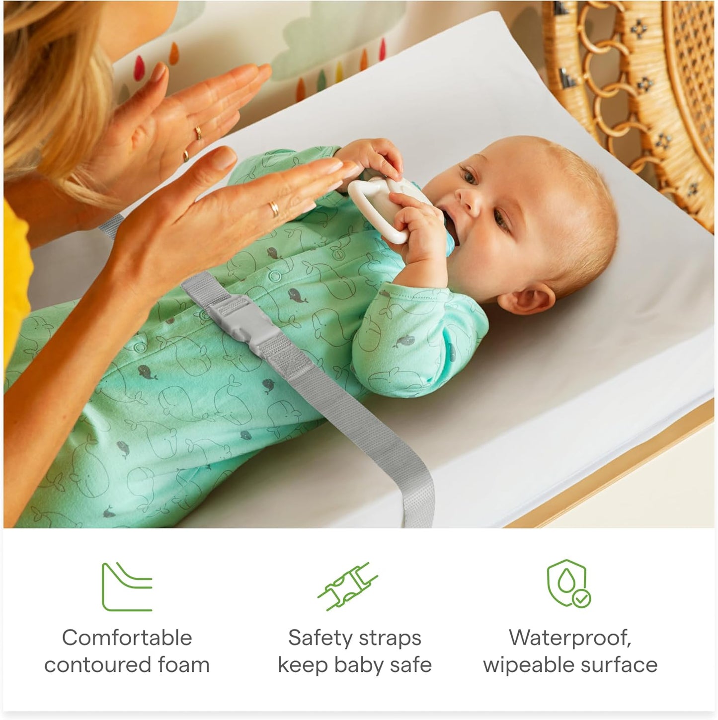 Cambiador pañales bebé impermeable contorneado blanco