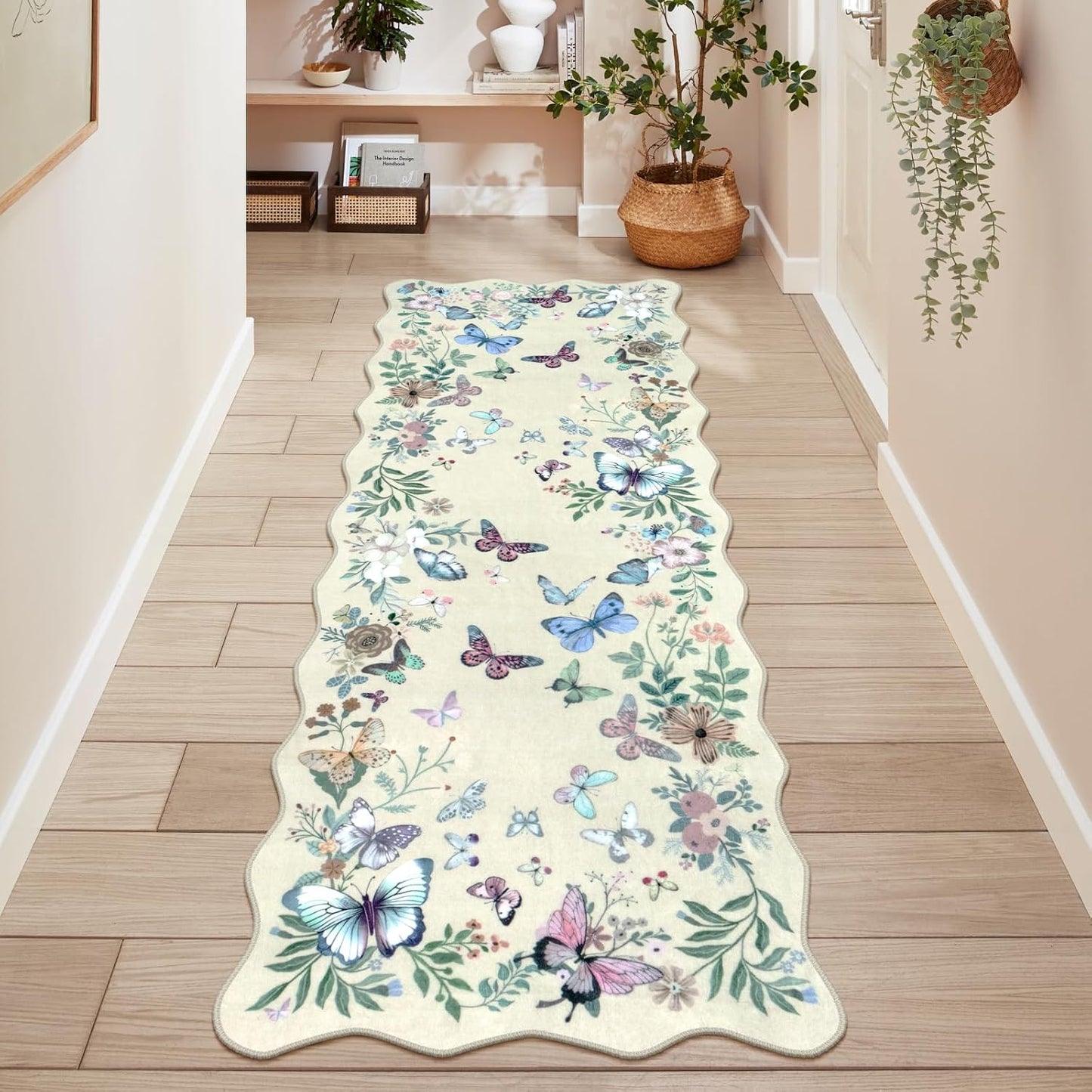 Alfombra pasillo 2x6ft antiderrap color beige bohemio