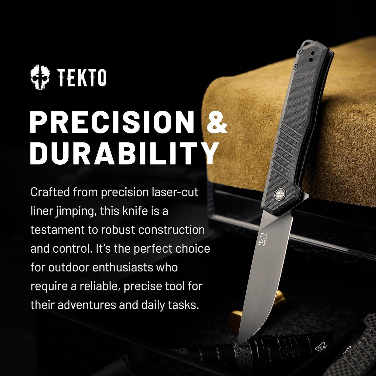 Cuchillo plegable EDC acero D2 titanio G10 negro