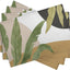 Set 4 Manteles Lino Hojas Palma Tropical Verano Antiderrap